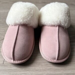 NUKNUK 2.0  Pink Blush Suede Sheeskin Shearling Slippers Size 11